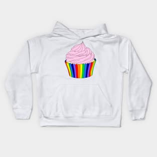 Rainbow Cupcake with Pink Icing Kids Hoodie